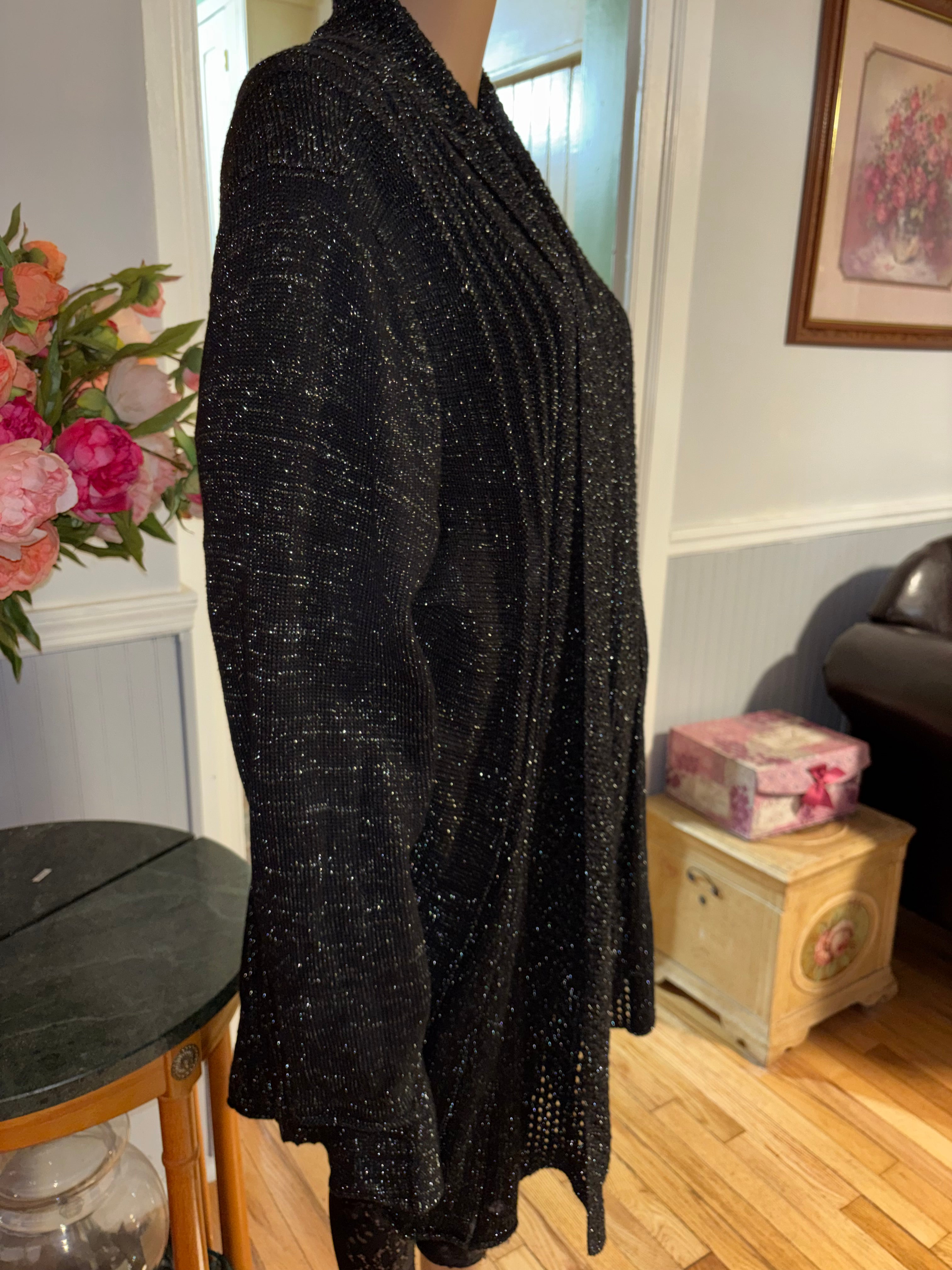 89TH + MADISON black glitter cardigan 2X