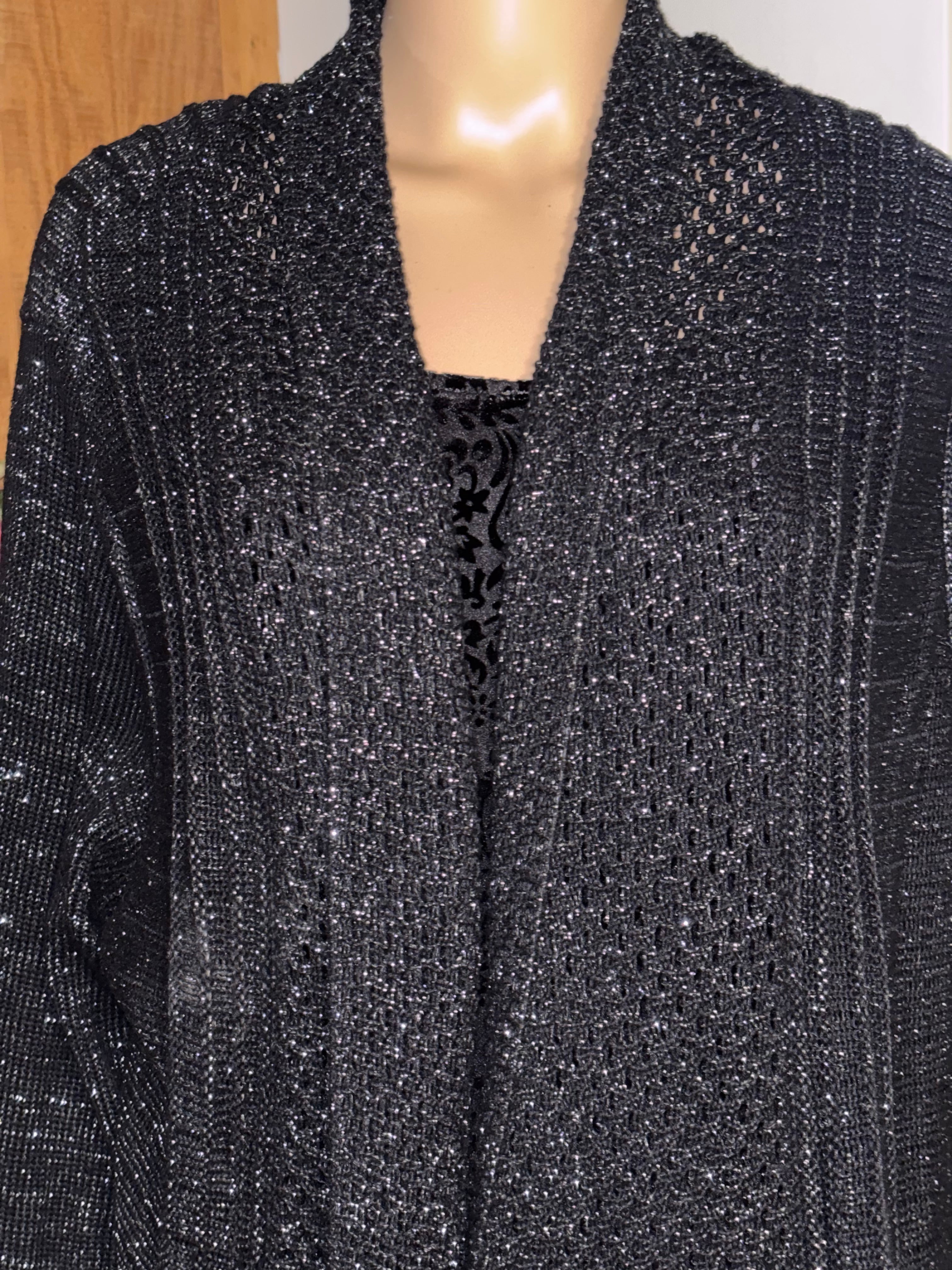 89TH + MADISON black glitter cardigan 2X