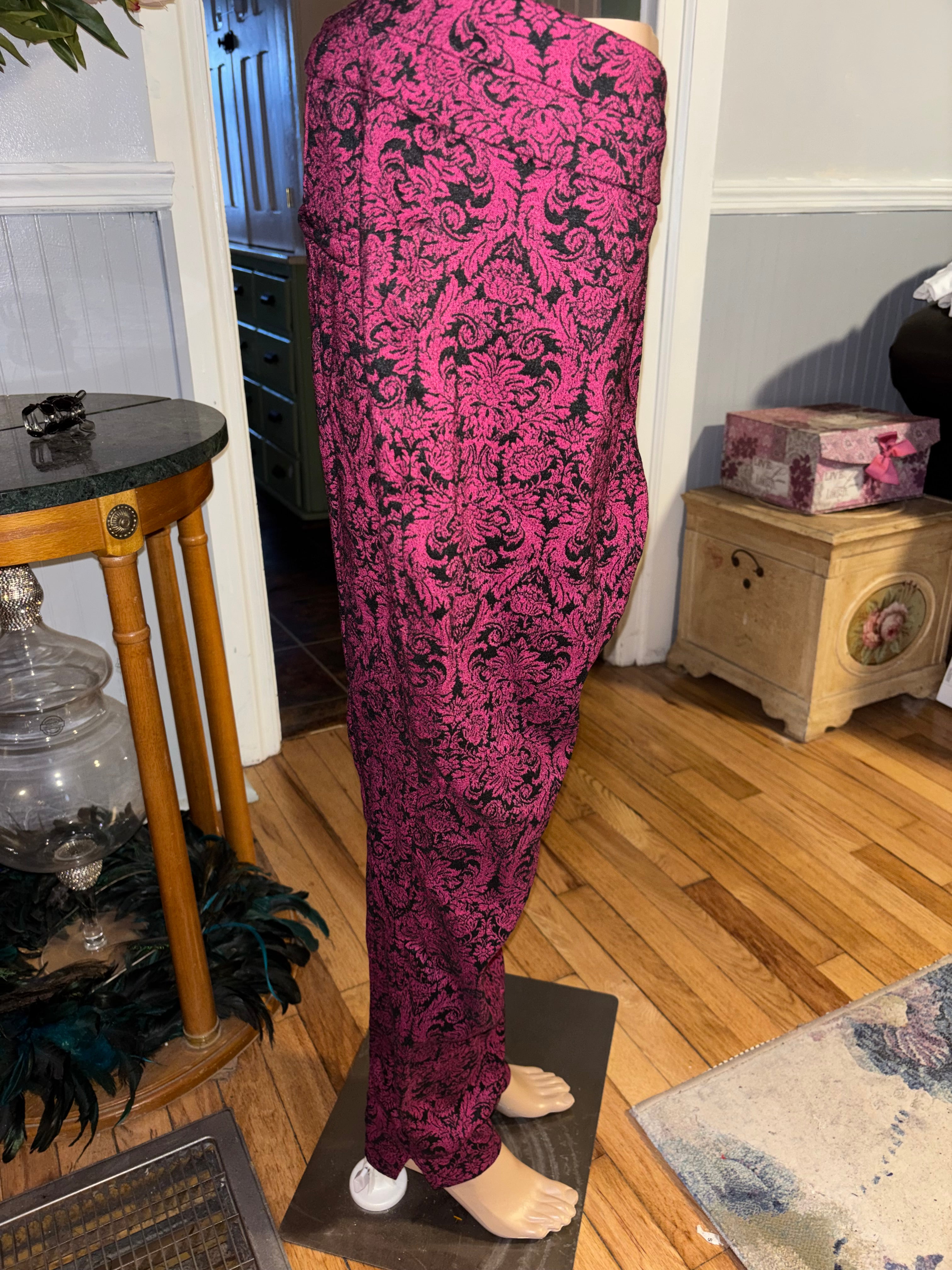 7th Avenue New York Co Pink Black Damask Joggers L